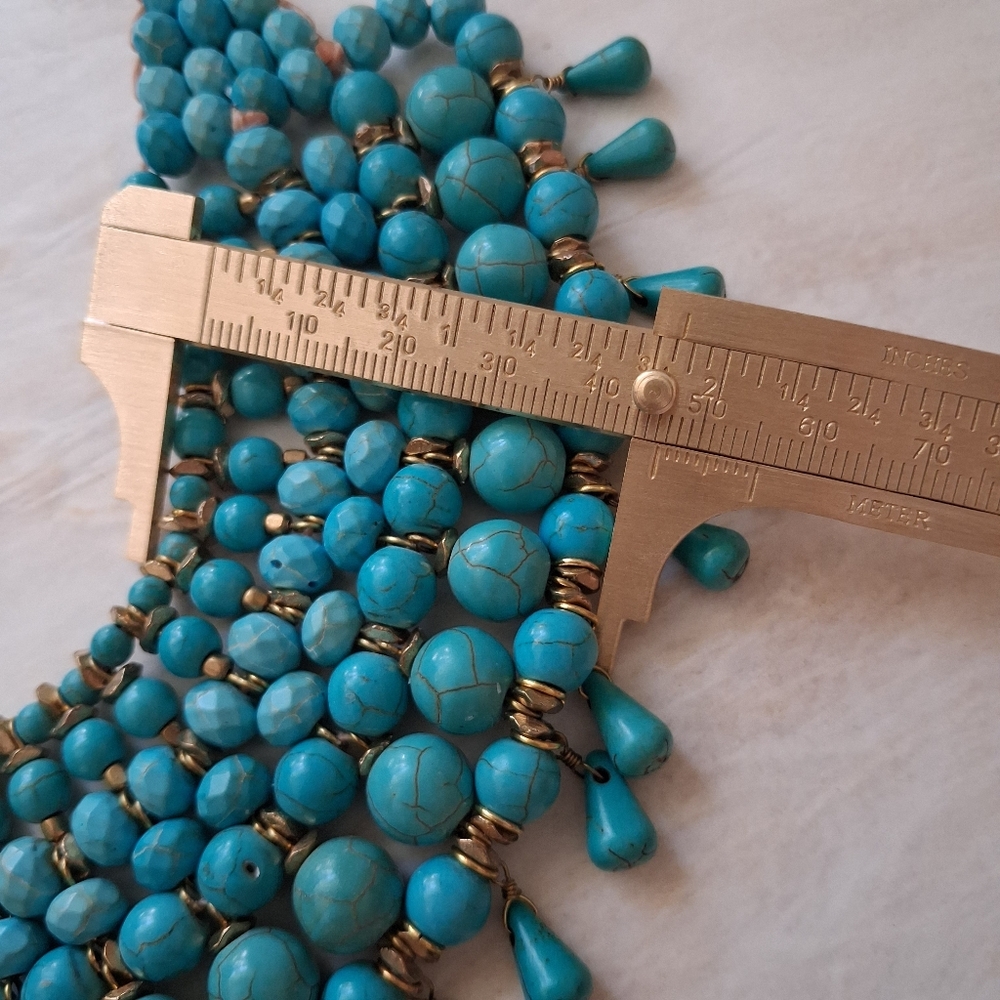 Panacea Turquoise Brass Beaded Statement Necklace - Picture 4 of 7